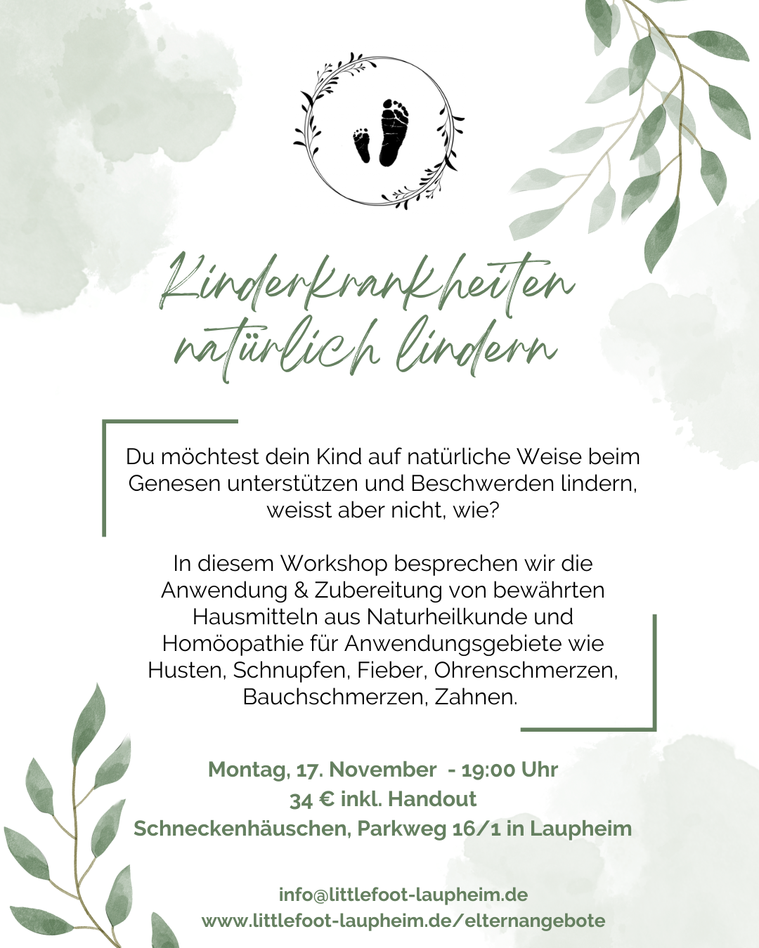 Kinderkrankheiten 17.11.25 Flyer Kinderkrankheiten natürlich linden